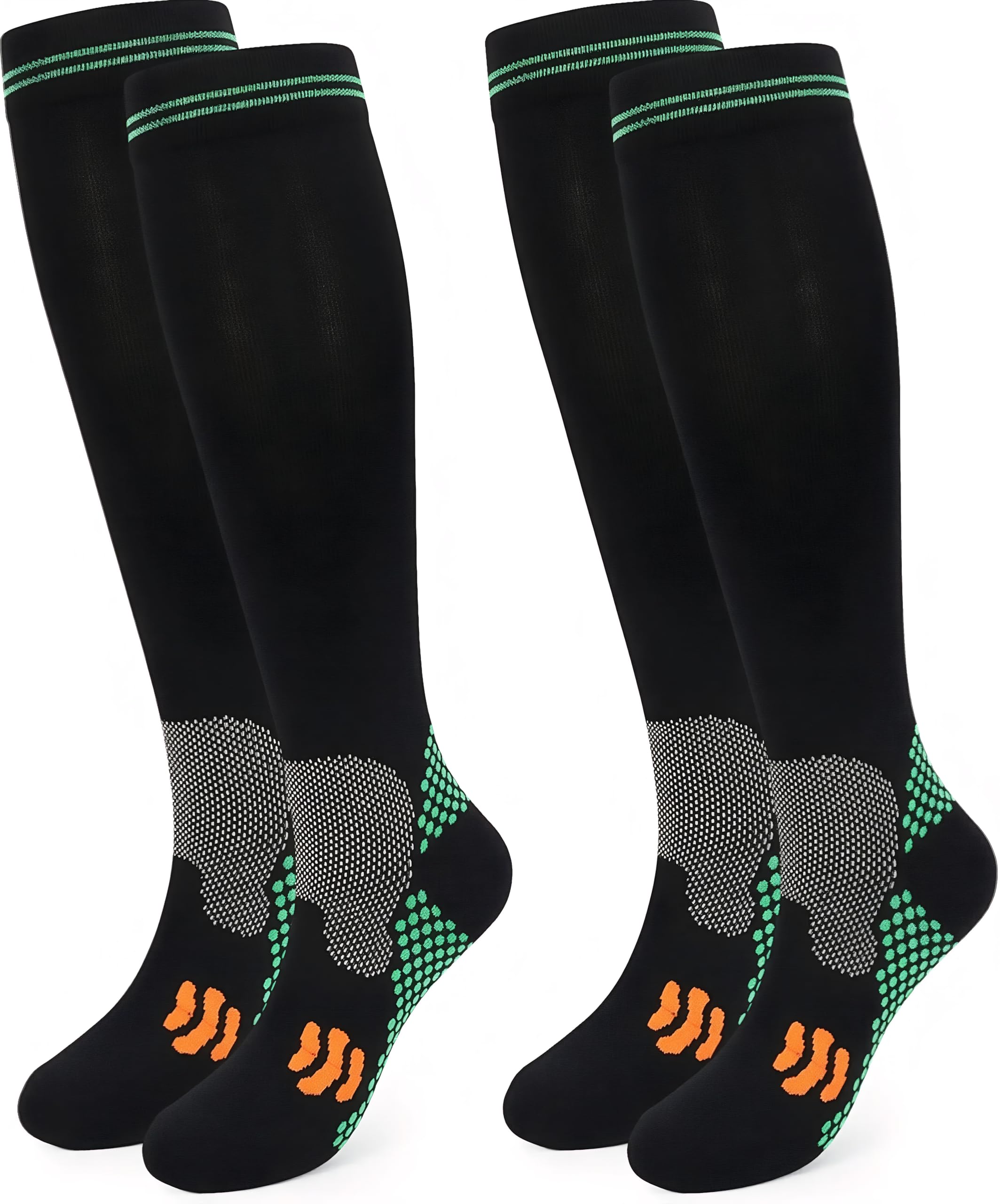 Compression Socks (2 Pair) for Men and Women 20-30 mmHg Compression Stockings Circulation for Cycling Running Support Socks