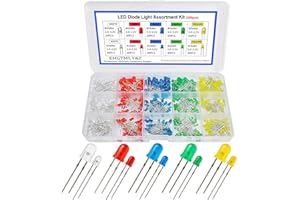 EMGTMS Y&Z 300 Pcs 3mm & 5mm LED Diode Assortment Kit - 5 Colors (White/Red/Blue/Green/Yellow) Bright Light Emitting Diodes for DIY Electronics, Arduino, Raspberry Pi, and Science Projects (5 Colors 300 Pcs)
