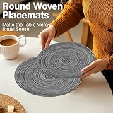 HEYOMART Round Placemats Set of 6 38cm Grey Woven Heat-Resistant Non-Slip view 7