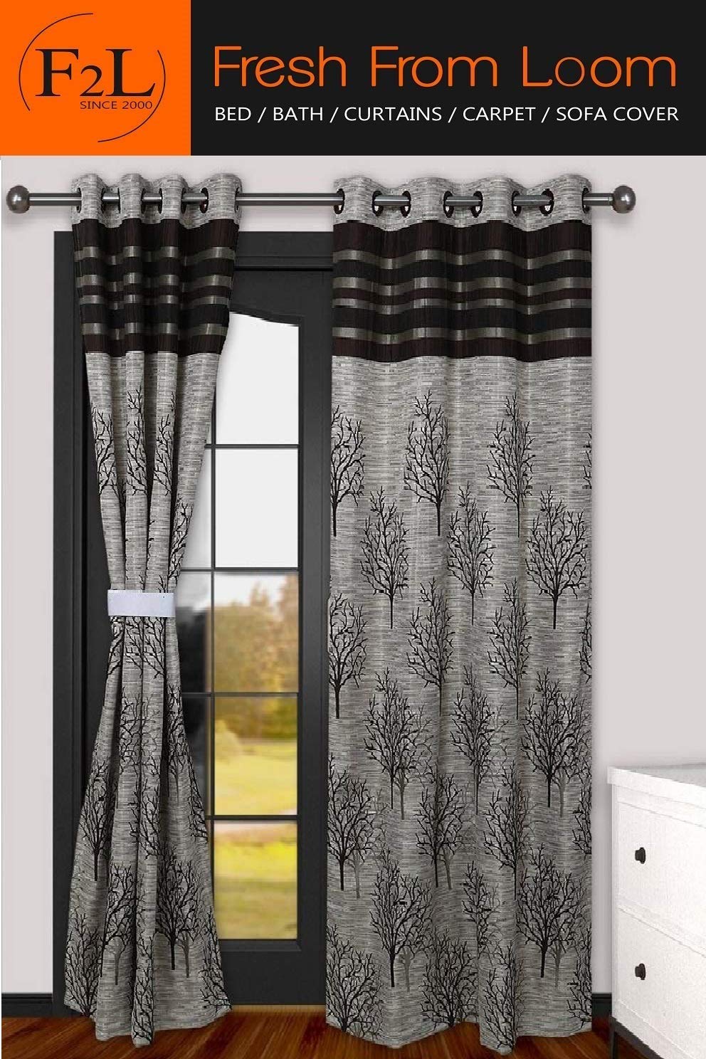 Buy Fresh From Loom Polyester Heavy Jacquard Pattern Coffee Colour