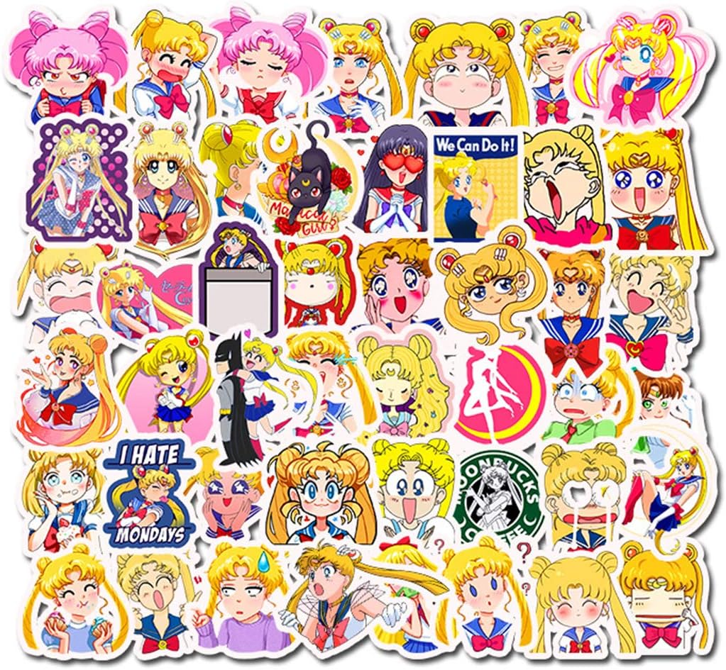Sailor Moon Sticker Sheet 50-Piece Multicolor Vinyl Stickers (Sailor Moon)