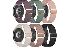 Easuny 6 Pack Stretchy Bands Compatible with Samsung Galaxy Watch 8 Band 40mm 44mm, Samsung Galaxy Watch 8 Classic 46mm Loop, Elastic Nylon Fabric No Gap Sport Strap Replacement for Women Men