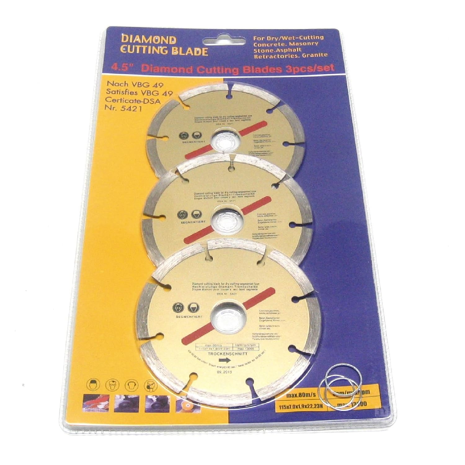 3 x 115mm 4.5" Diamond Disc Cutting Blade Angle Grinder Stone Brick