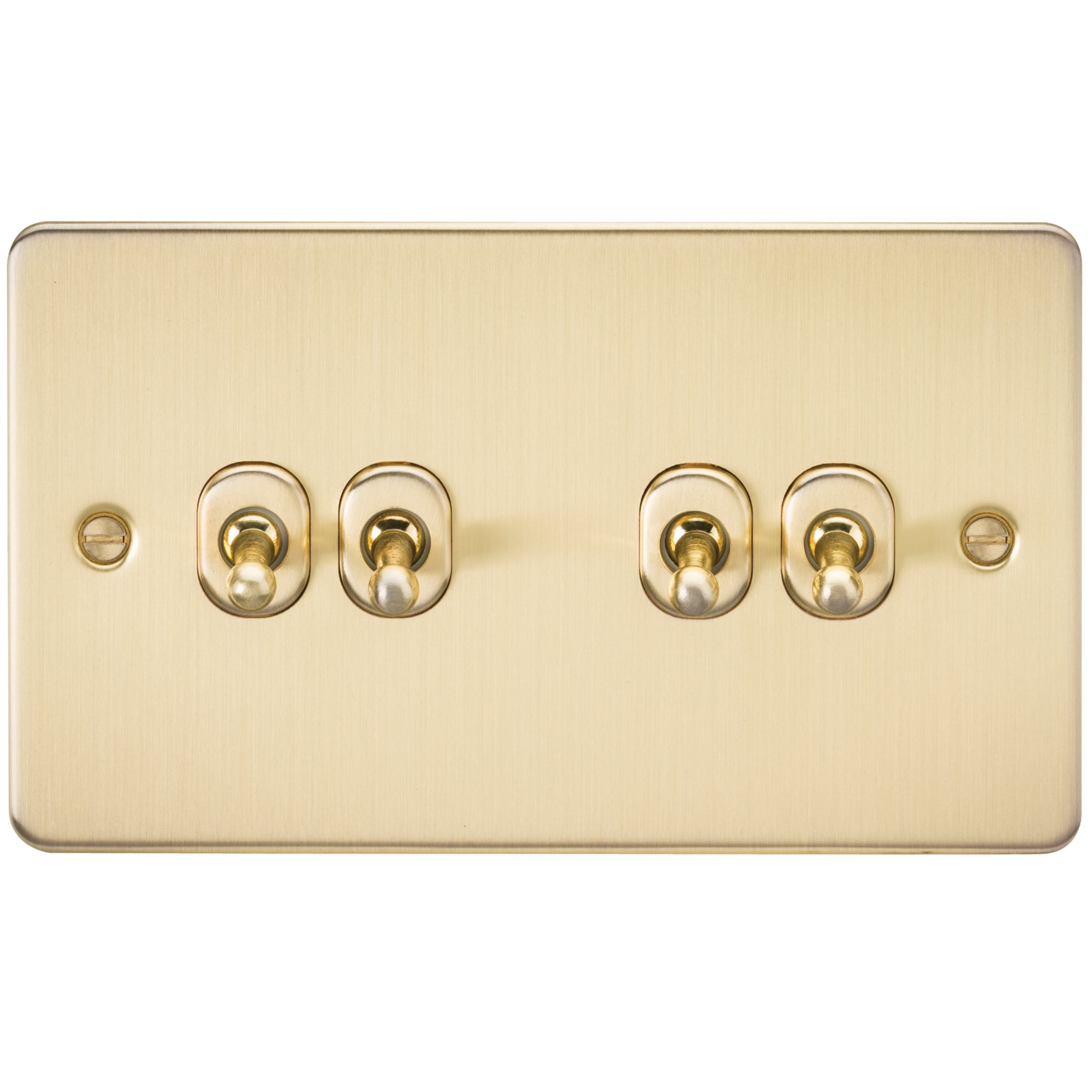 Knightsbridge FP4TOGBB 10 A 4G Flat Plate 2-Way Toggle Switch, Brushed Brass