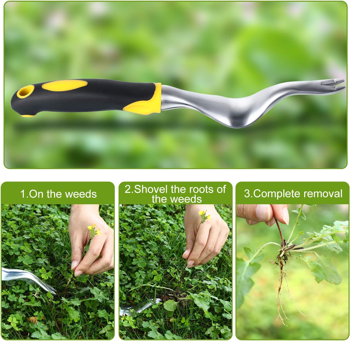 2 Pieces Hand Weeder Tool Garden Weeding Tools Garden Weeding Removal Gardening Weed Puller with Ergonomic Handle for Garden Lawn Farmland Transplant (Yellow) : Garden & Outdoor