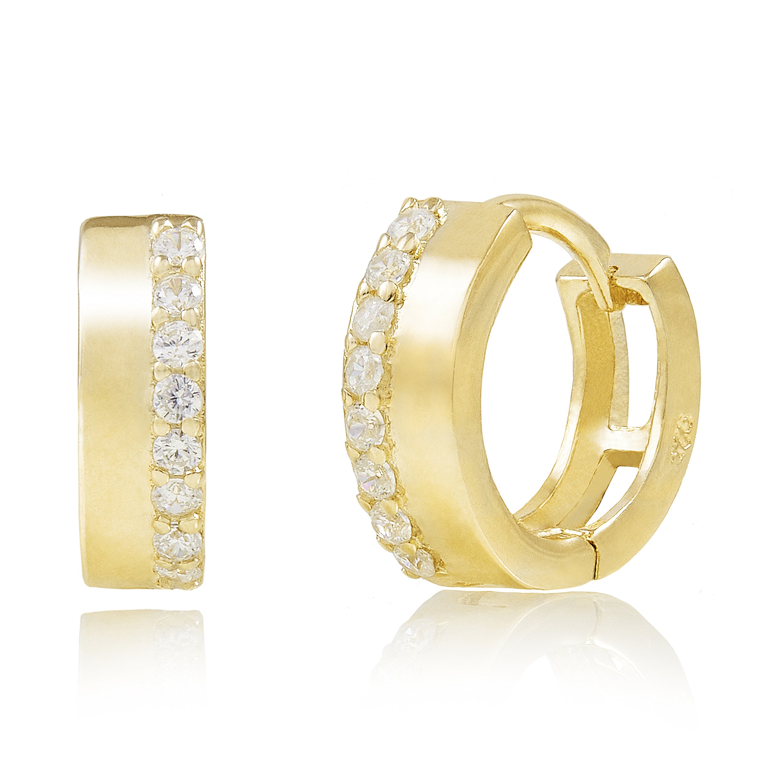 Spoil Cupid Yellow Gold-Plated Sterling Silver Cubic Zirconia Huggie Hoop Earrings