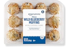 Amazon Grocery, Mini Wild Blueberry Muffins, 10.3 Oz, 12 Ct, Frozen (Previously Fresh Brand, Packaging May Vary)