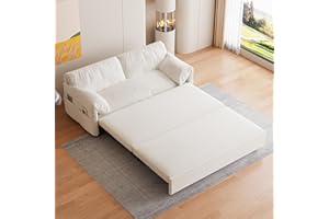 GNIXUU 63.8" Queen Pull Out Sofa Bed, Velvet Convertible Sleeper Sofa Couch with Side Storage, Comfy Cloud Loveseat Bed Pull Out Couch for Living Room, Apartment, Small Space(Beige)