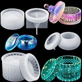 Patelai 3 Set Silicone Jar Mould with Lids for Epoxy Resin Casting, Retro | Resin Storage Box Mould, Jewelry Box Silicone Mol
