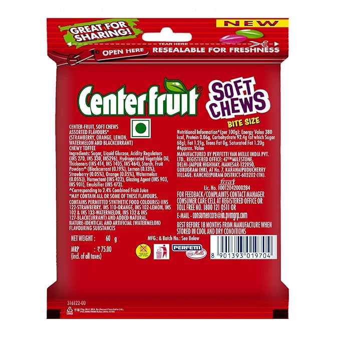 Centre Fruit Assorted Flavour Soft Chews Candy Pouch 60 G Amazon In Grocery Gourmet Foods
