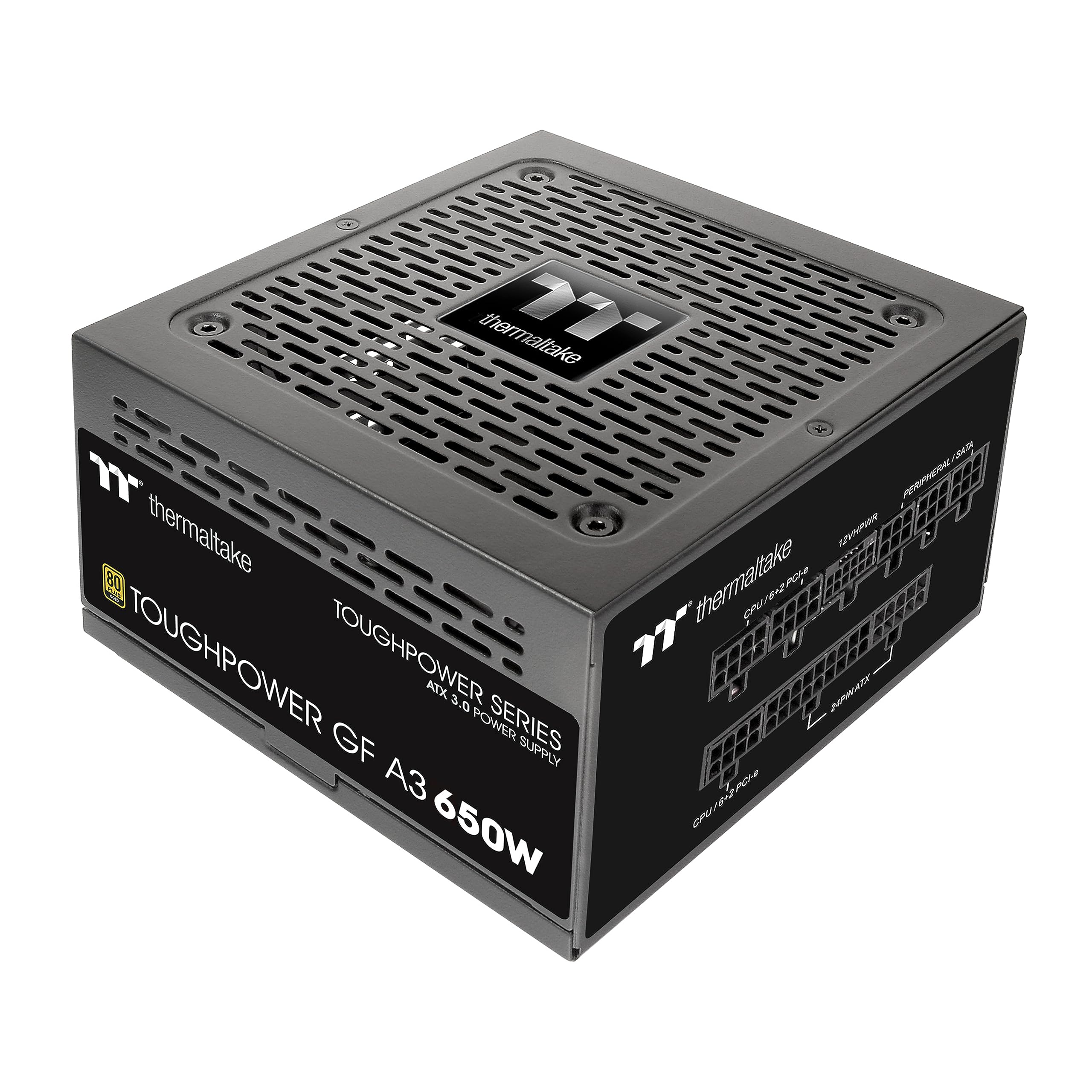 Thermaltake Toughpower GF A3 650W 80+ Gold Full Modular SLI/Crossfile Ready ATX 3.0 Standard Power Supply; PCIe Gen.5 300W 12VHPWR Connector Included; PS-TPD-0650FNFAGU-L; 10 Year Warranty