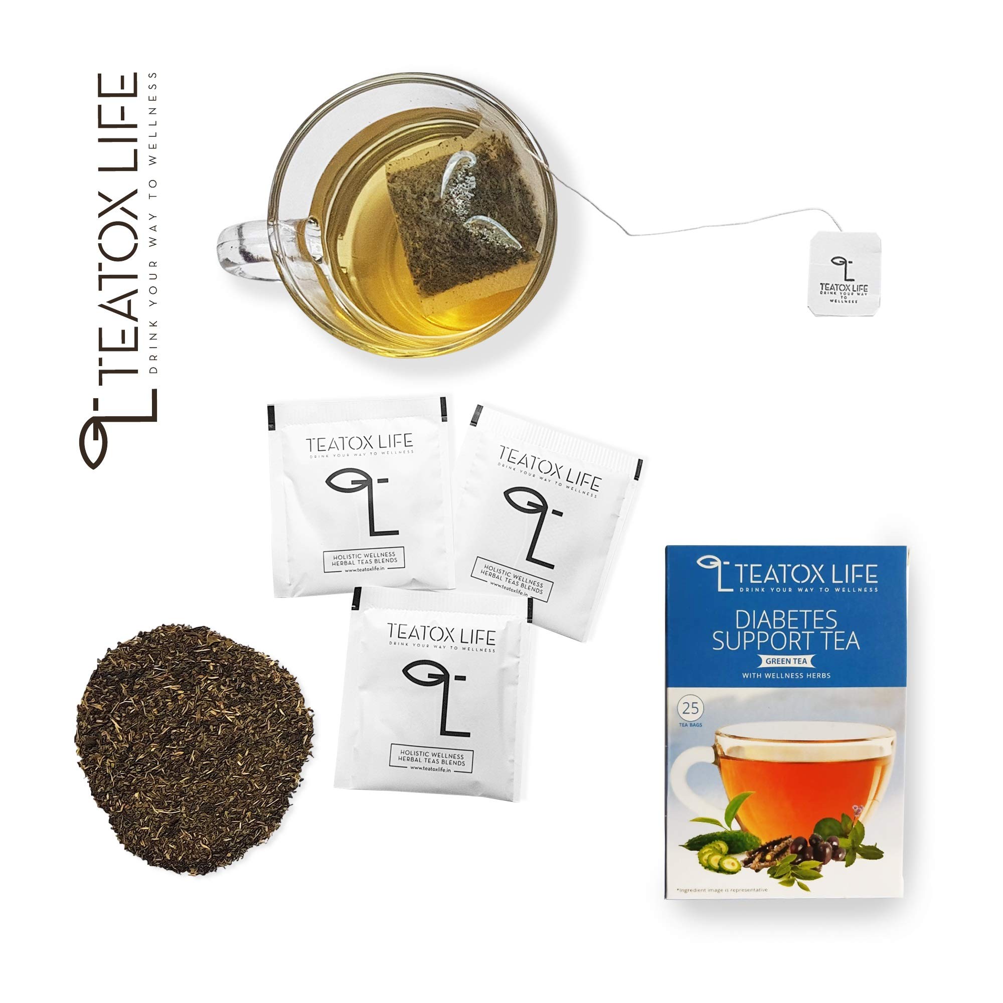 Diabetic Blood Sugar Supplement Herbal Tea | Natural Diabetes Diet Support for Antioxidant Rich, Anti-Inflammatory, Lower Cholesterol Level | 25 Tea Bags