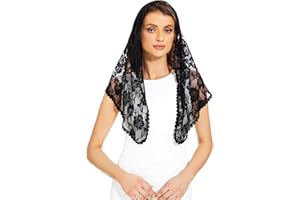 Cilkus Lace veil Triangle Mantilla veil Shawl or Scarf Latin Mass Head Cover with Fringed lace