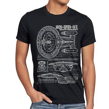 style3 NCC-1701-D Blaupause T-Shirt Herren trek trekkie star