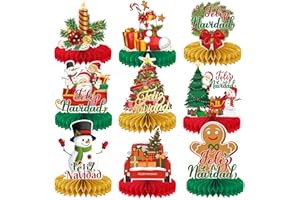 AUSHENKE Feliz Navidad Christmas Decorations, Feliz Navidad Table Centerpiece Feliz Navidad Party Centerpieces for Holiday Christmas Party Decorations, 9Pcs