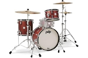 PDP Pacific Drums & Percussion Drum Set Concept Classic 3-Piece Bop, Ox Blood with Ebony Hoops Shell Packs (PDCC1803OE)