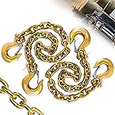 3/8" Trailer Safety Chains G80 Trailer Chains with G70 Clevis Safety Hooks 36" | 7100 lbs Safety Working Load 27000 lbs Break Strength Heavy Duty Transport Chains Truck Towing Chains (2 Pack Yellow)