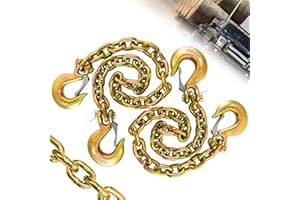 SENKEYFE 3/8" Trailer Safety Chains G80 Trailer Chains with G70 Clevis Safety Hooks 35" | 7100 lbs Safety Working Load 27000 lbs Break Strength Heavy Duty Transport Chains Truck Towing Chains (2 Pack Yellow)