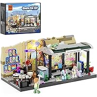 FUNWHOLE Graffiti Bus Stop Lighting Building Bricks Set - Street Fusion City Town Bus Station with LED Lgiht Multi-Form Modul