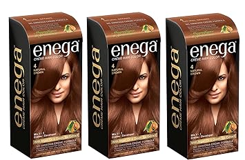 Enega Natural Brown Cream Hair Color 40ML Hair Color (Pack Of 3)