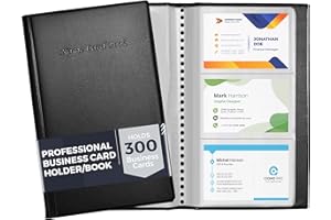 RING BINDER DEPOT Professional Business Card Holder/Book with Black Cover, Holds 300 Business Cards