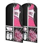 Kimbora Costume Dance Garment Bag with 3 Clear Zipper Pockets for Suits Dress Cover, Travel Storage & Competitions, Set of 2 (Black)