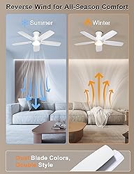 Ohniyou Ceiling Fans with Lights, 42'' Low Profile