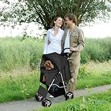 display4top Pet Travel Stroller Dog Cat Pushchair Pram 4 Wheels Black view 7