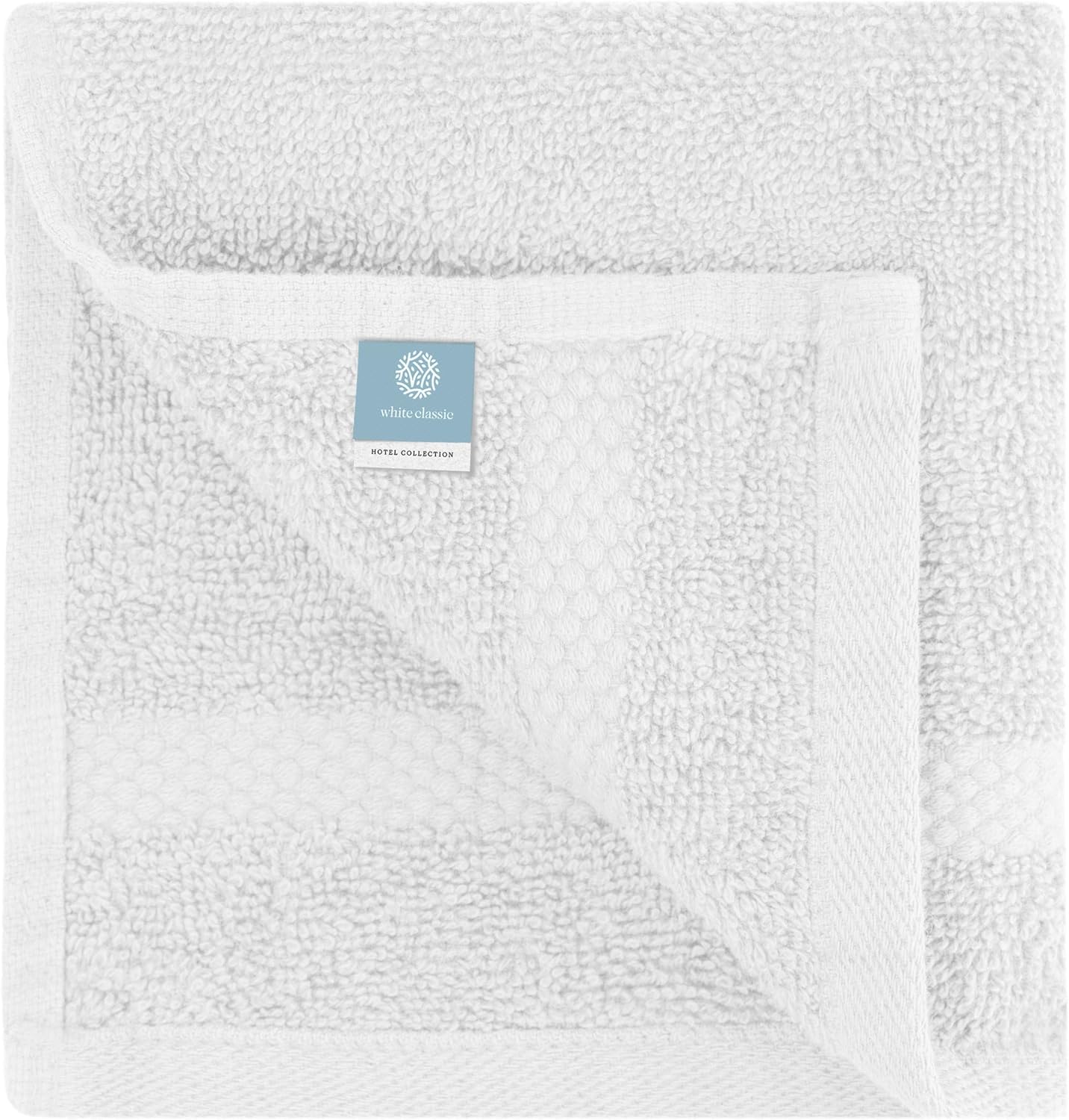 WhiteClassic Luxury Cotton Washcloths - Large Hotel Spa Bathroom Face Towel | 12 Pack | White: Home & Kitchen