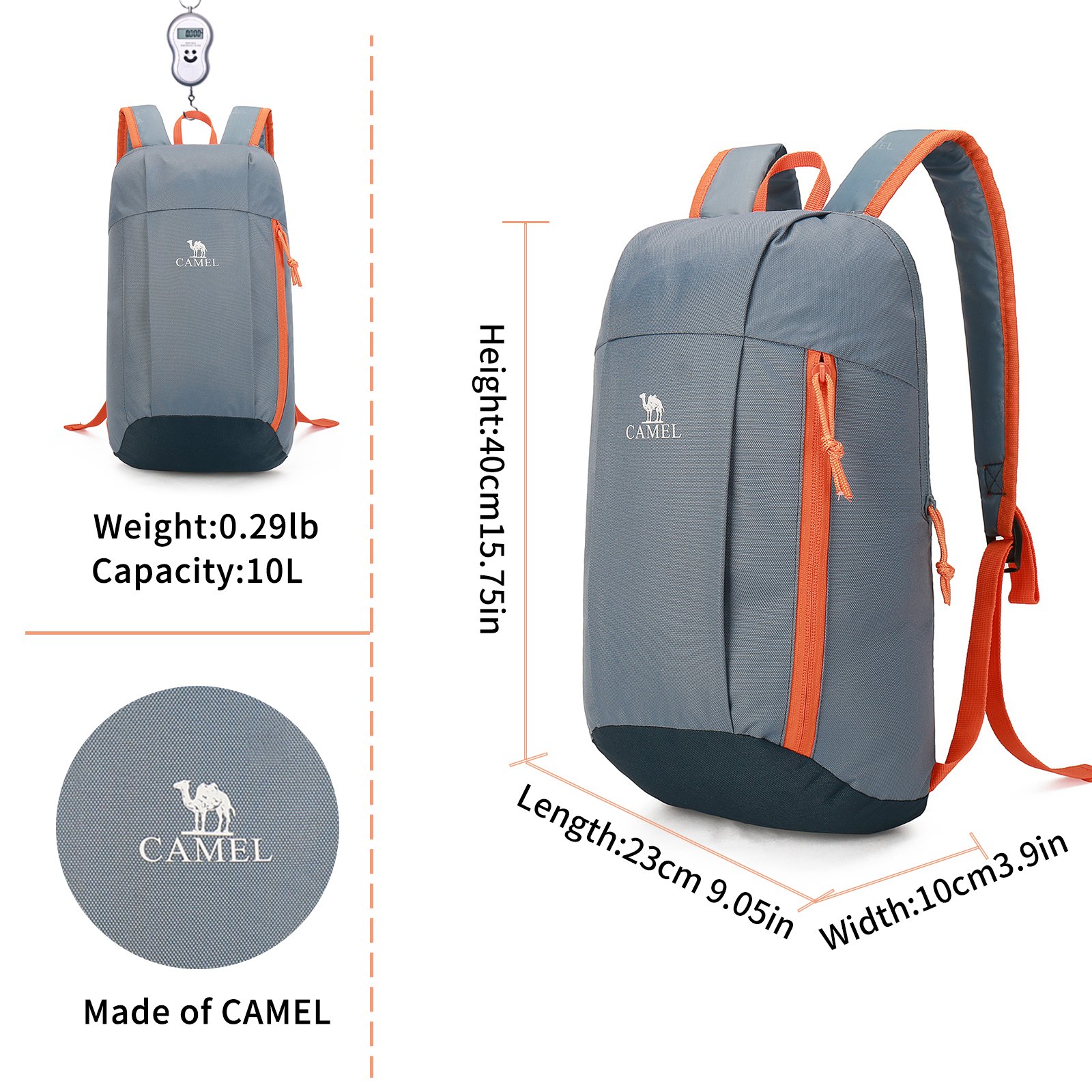 Camel 10L Lightweight Travel Backpack Outdoor Mountaineering Hiking Daypack with Durable & Waterproof (Dark Blue)