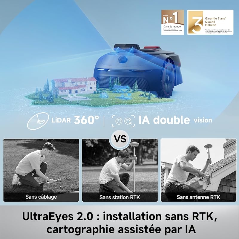 ViAX 500 Robot Tondeuse sans Fil périphérique,LiDAR 360°&Double Vision