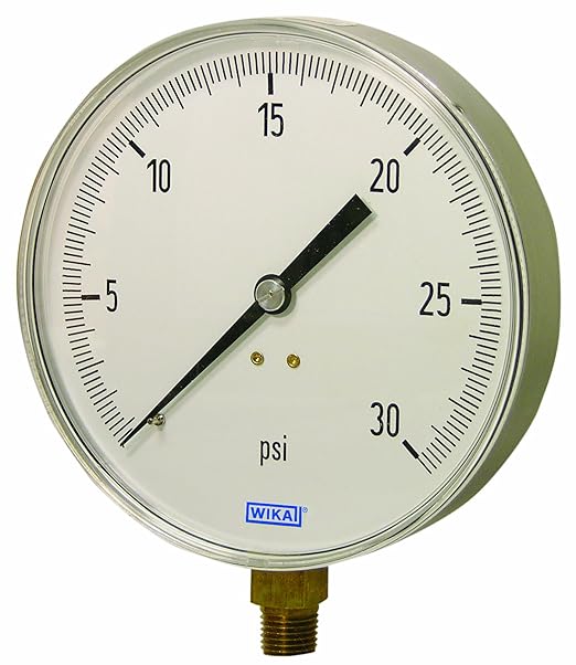 WIKA 4277831 Commercial Pressure Gauge, DryFilled, Copper
