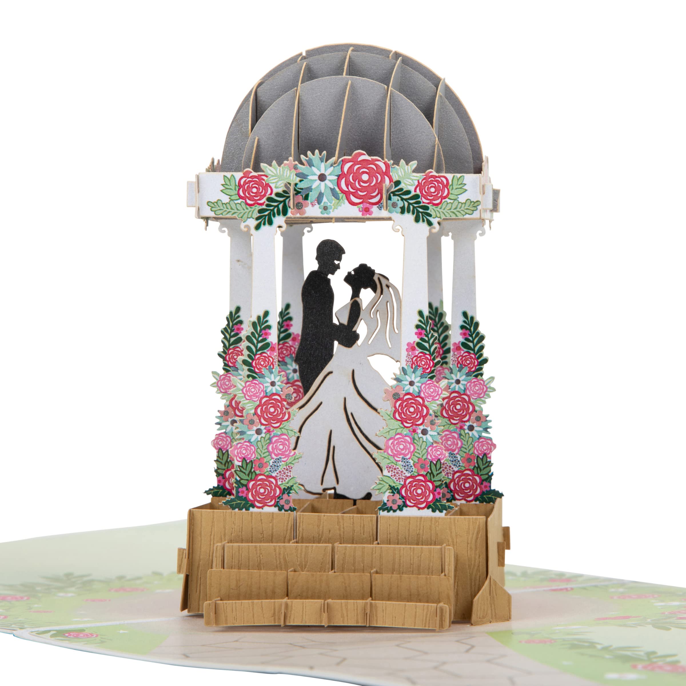 Cardology - Wedding Pagoda Pop Up Card | Wedding Card or 3D Engagement Card, First Wedding Anniversary Congratulations Card | Handmade