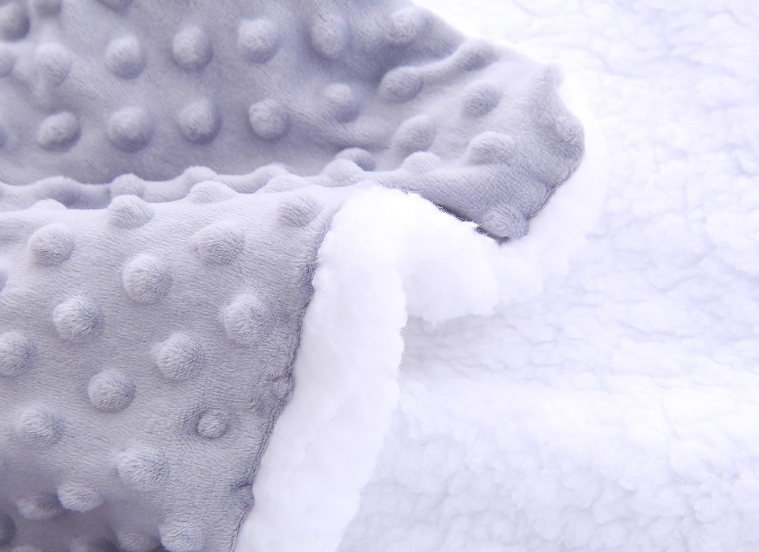 SWEET DOLPHIN Sherpa Minky Baby Blankets for Crib Stroller Nap, Fuzzy Warm Cozy Soft Receiving Blankets Unisex for Boys, Girls, Kids, Toddler, Infant - Light Grey - 30x40 inches: Baby