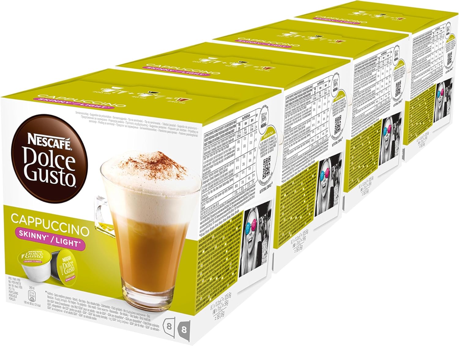 Nescafé Dolce Gusto Cappuccino light, Lot de 4, 4 x 16 Capsules (32
