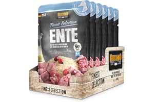 BELCANDO Pouches Duck with Rice & Lingonberry [6 x 300 g] | Wet Food for Dogs | Complete Food in Practical Single portions