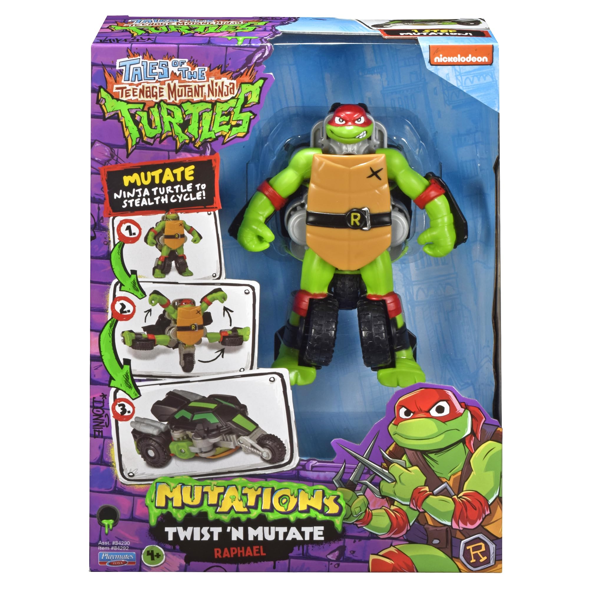 TEENAGE MUTANT NINJA Turtles: Mutations Twist N Mutate Raphael. Transforms from Action Figure to Stealth Vehicle