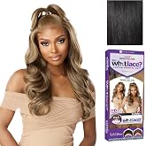 Sensationnel What Lace 13x6 Wig-Glenna, 1 JETBLACK | Lace Front, Hand-Tied, Synthetic, Natural Density Pre-Plucked Hairline, Glueless
