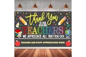DREASMT Teacher Appreciation Week Backdrop Banner School Classroom Decorations, Thank You Teachers Banner School Classroom Office Banner Background Decoration