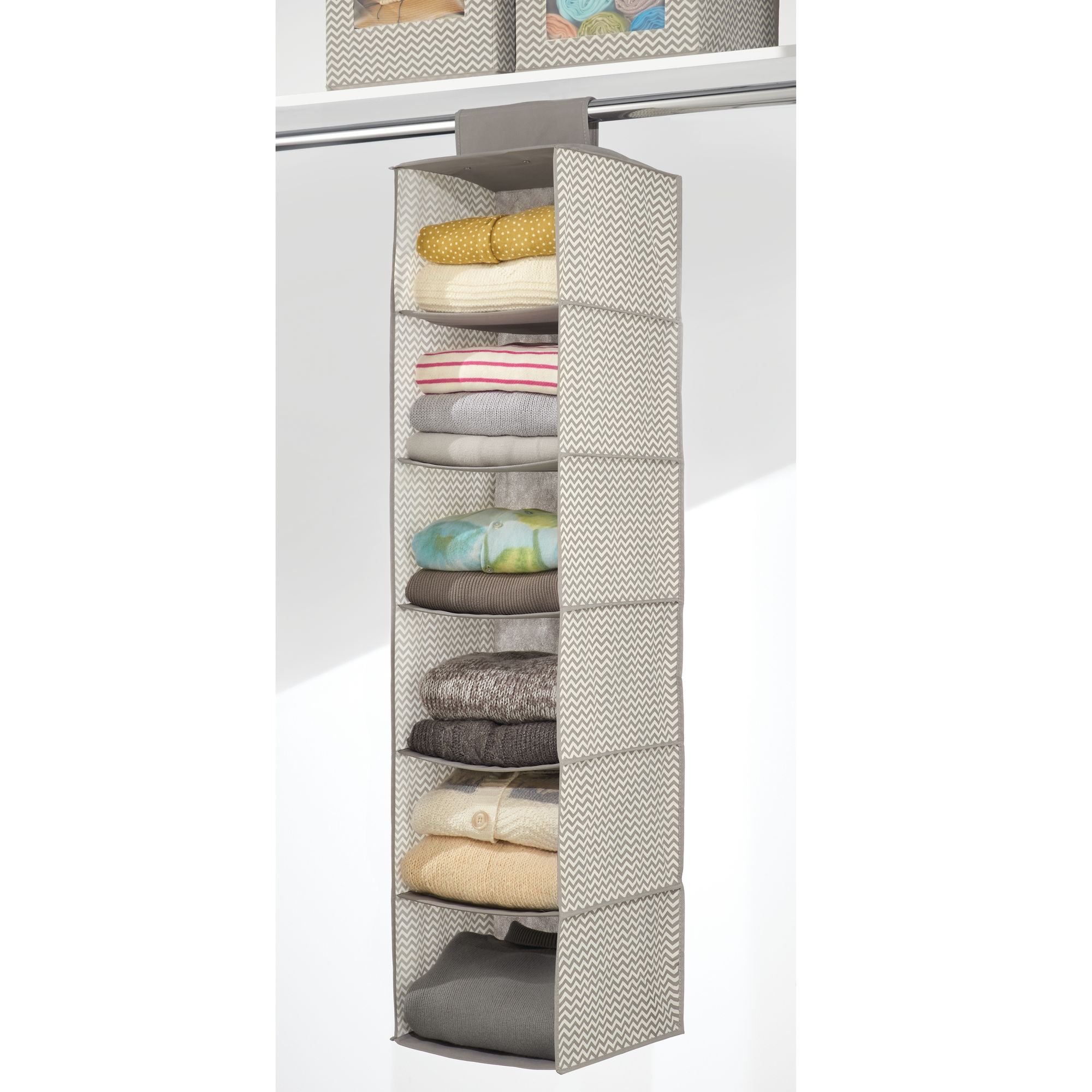 mDesign Fabric Hanging Closet Storage Organizer for Clothing, Sweaters