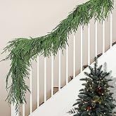 Watayo 2 Pcs Christmas Norfolk Pine Garland, 6 Ft Dense Real Touch Pine Garland Ornament, Realistic Artificial Pines Greenery Garlands for Mantle, Table, Fireplace, Indoor, Outdoor Xmas Decoration