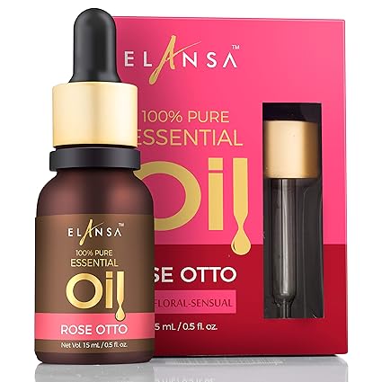 Elansa 100% Pure Rose Otto Essential Oil, 15ml