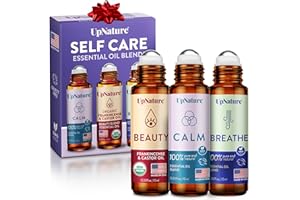 UpNature Self Care Stocking Stuffers for Women Essential Oils Roll On Set - Breathe, Beauty & Calm Oil Roller for Aromatherapy and Relaxation Stress Relief Gifts for Women