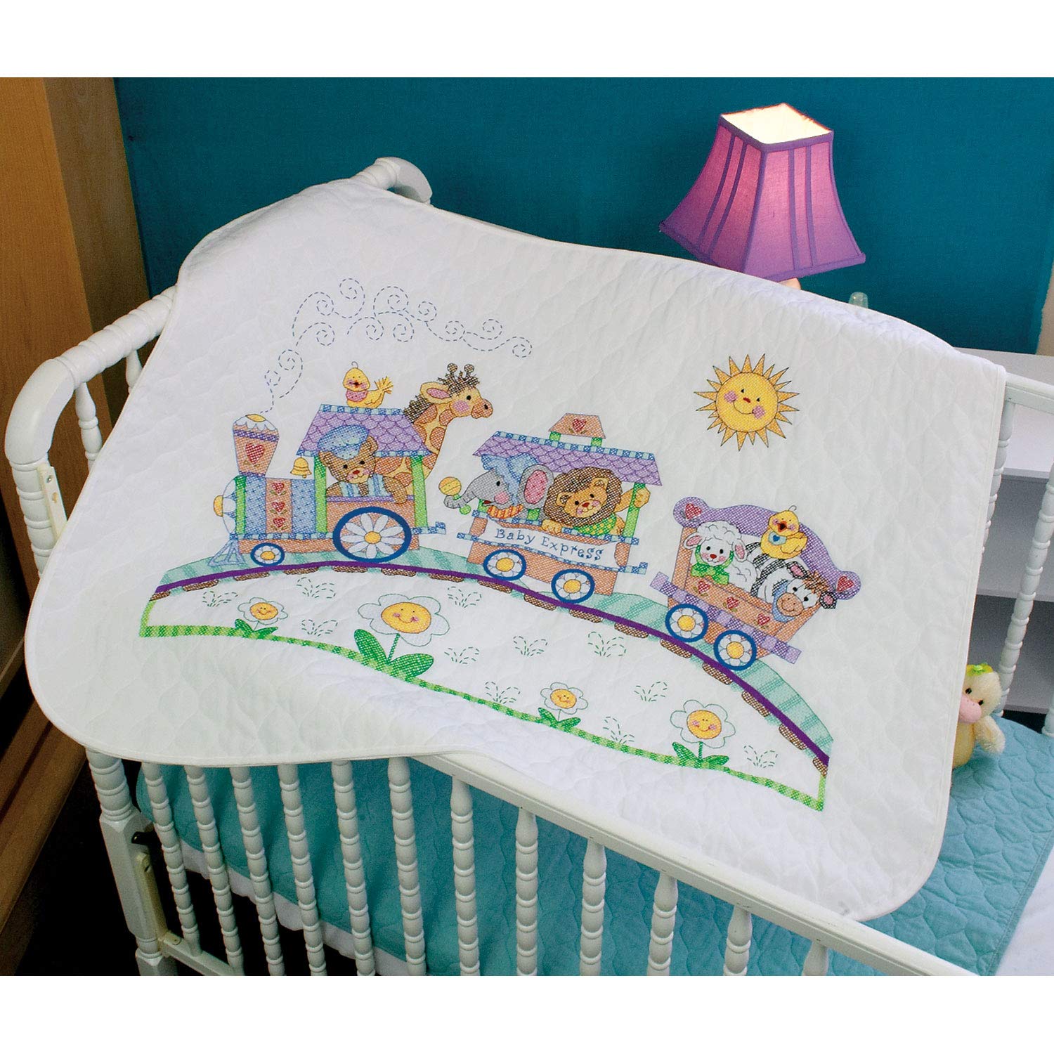 Dimensions Stamped Cross Stitch 'Baby Express' DIY Baby Quilt, 34
