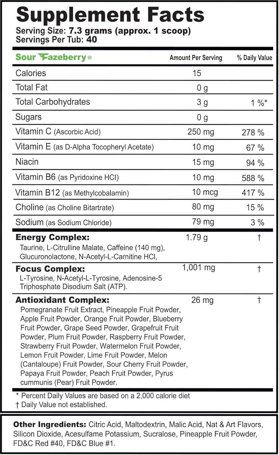 G Fuel Sour FaZeberry (40 Servings) Elite Energy and Endurance Formula 10.3 oz.: Health & Personal Care