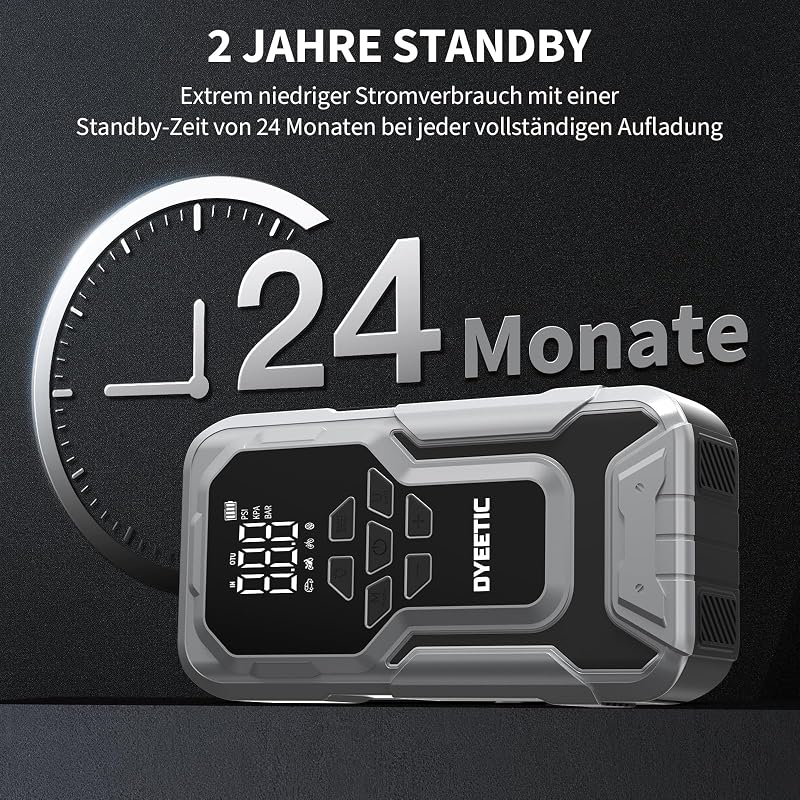 8000A Starthilfe Powerbank mit Kompressor 150PSI, Starthilfegerät 88.8Wh