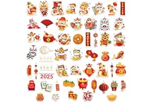 BIZIBAFF 55pcs Chinese New Year Stickers for Kids 2025 Chinese New Year Decorations Year of The Snake 2025 Lunar New Year Stickers Spring Festival Decals Stickers Party Favor Supplies