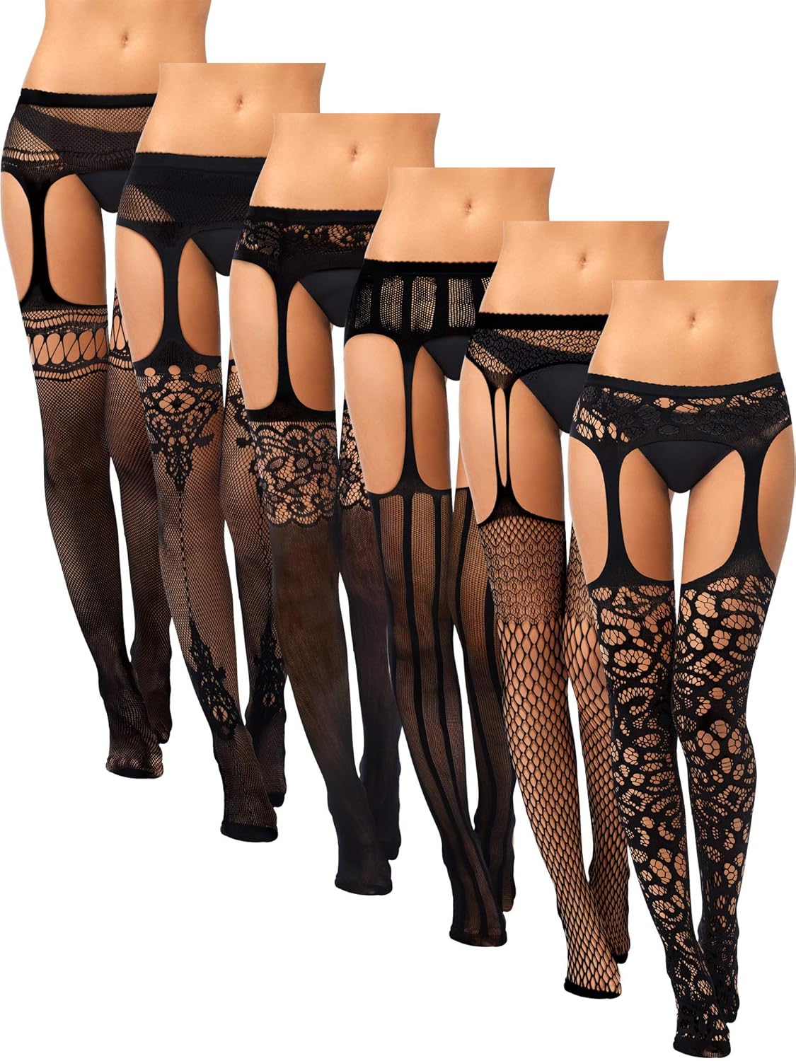 6 Pairs Women Fishnet Thigh-High Stockings Tights Suspender Pantyhose Stockings for Valentine's Day at  Women’s Clothing store