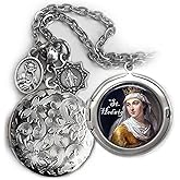 St. Hedwig Locket Necklace, Patron Saint Confirmation Gift, Italian Charms, Catholic Jewelry