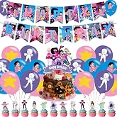 Steven Universe Party Decorations, Cute Cartoon Movie Birthday Party Supplies Includes Banner, Cake Topper, 12 Cupcake Toppers, 18 Balloons